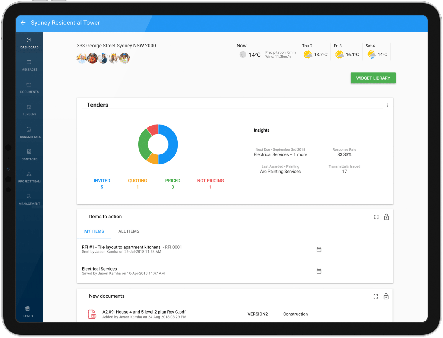 Construction Project Dashboard - WeBuild Australia